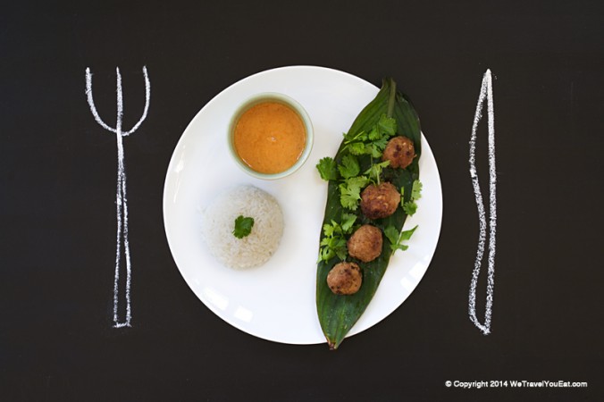 boulettes, viande, boeuf, thaïlande, coriandre, citronelle, sauce, cacahuète